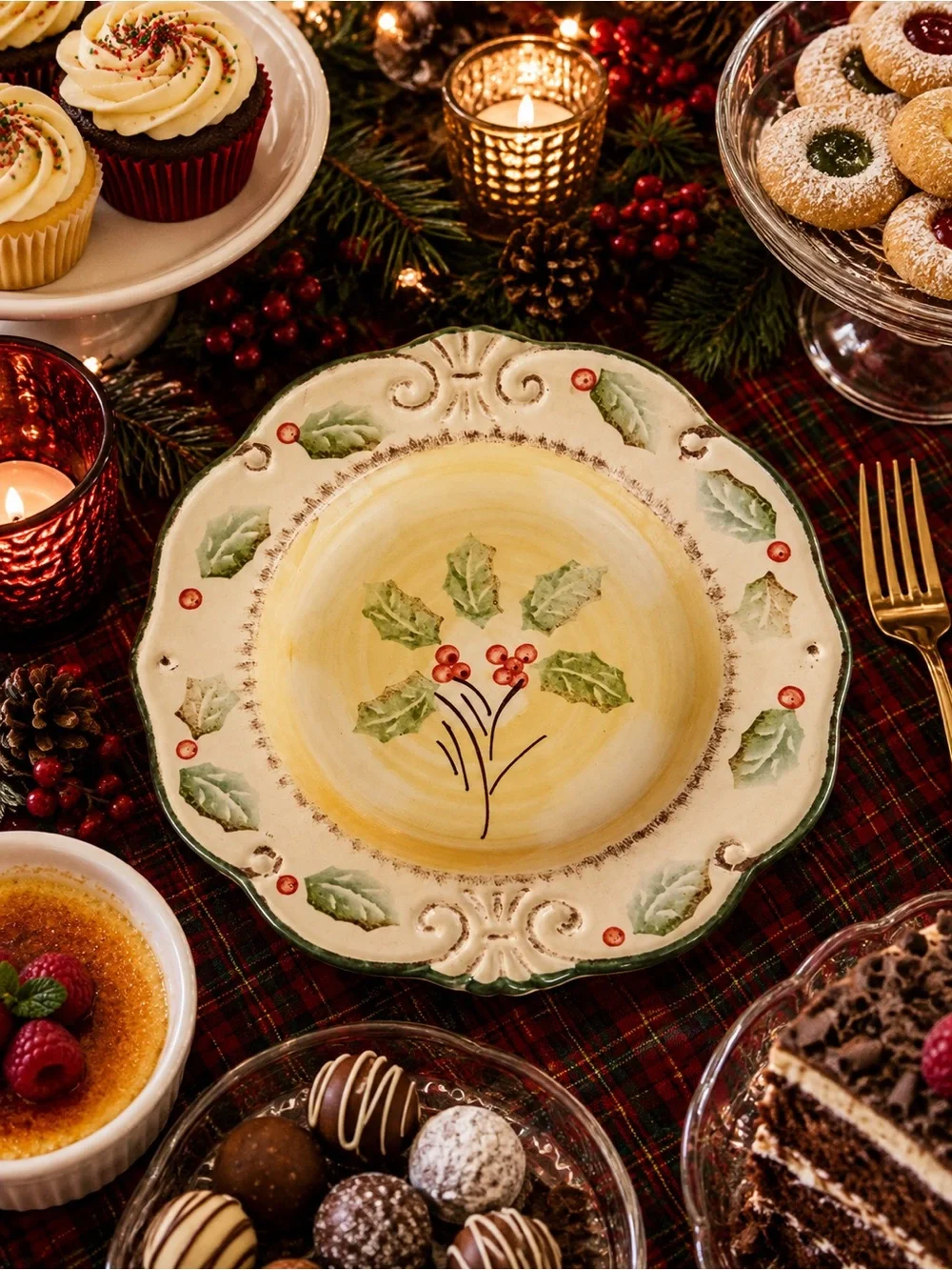 Royal Norfolk Christmas Dessert Salad Plates Set of 4